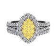 thumbnail image 3 of Yellow Diamond Wedding Ring Set for Women Cluster Diamond Marquise Halo Rings 14K White Gold 0.95CT TW, 3 of 4
