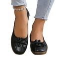 thumbnail image 2 of hopeusnice Women's Faux Leather Flats Shoes Round Toe Flower Casual Shoes Wide Width Slip On Loafers Comfort Walking Flats Driving Shoes Lightweight Nurse Shoes Black 39, 2 of 6