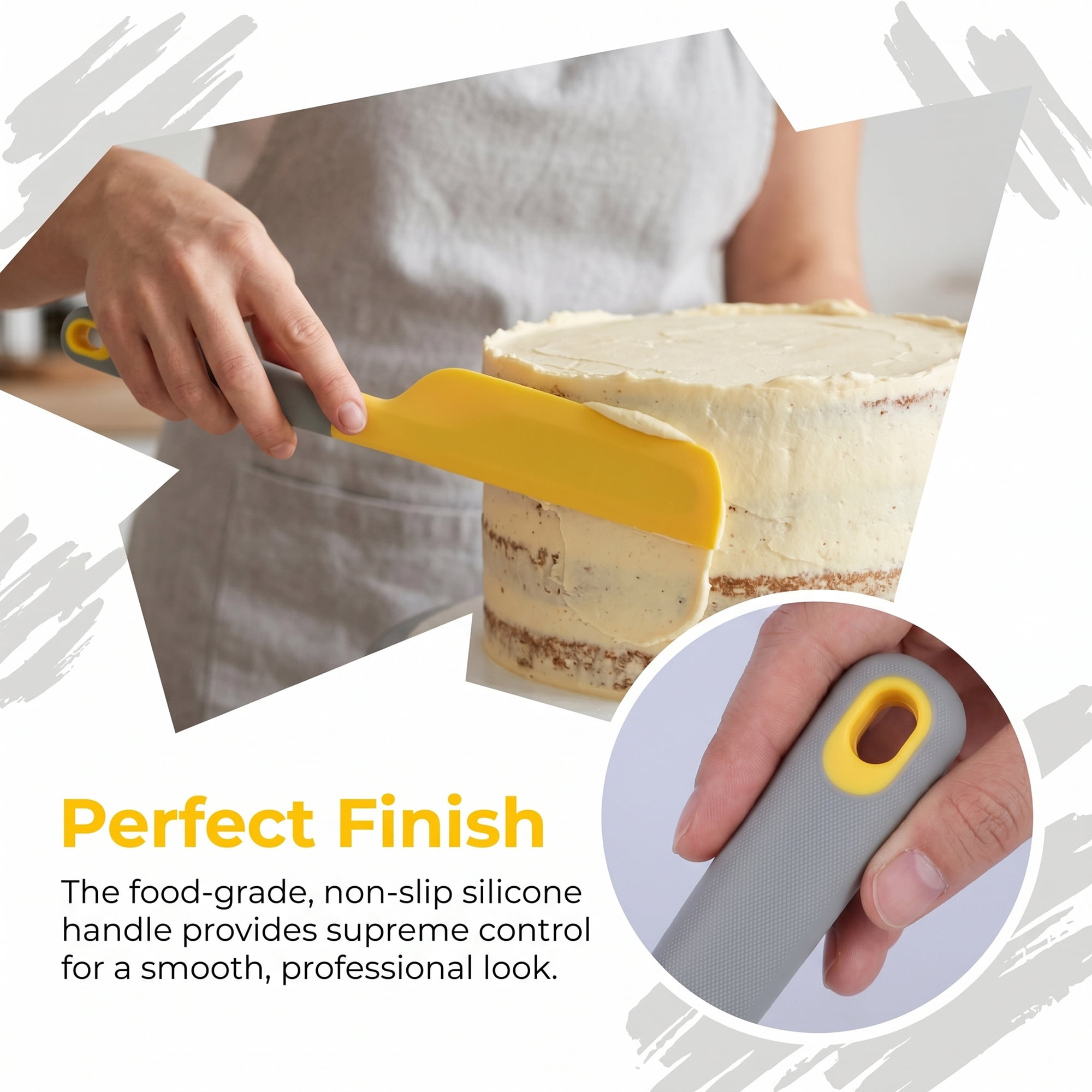 Unique Bargains Heat-Resistant Dishwasher Safe Spatula Cooking Utensil Yellow 13" x 2.2"