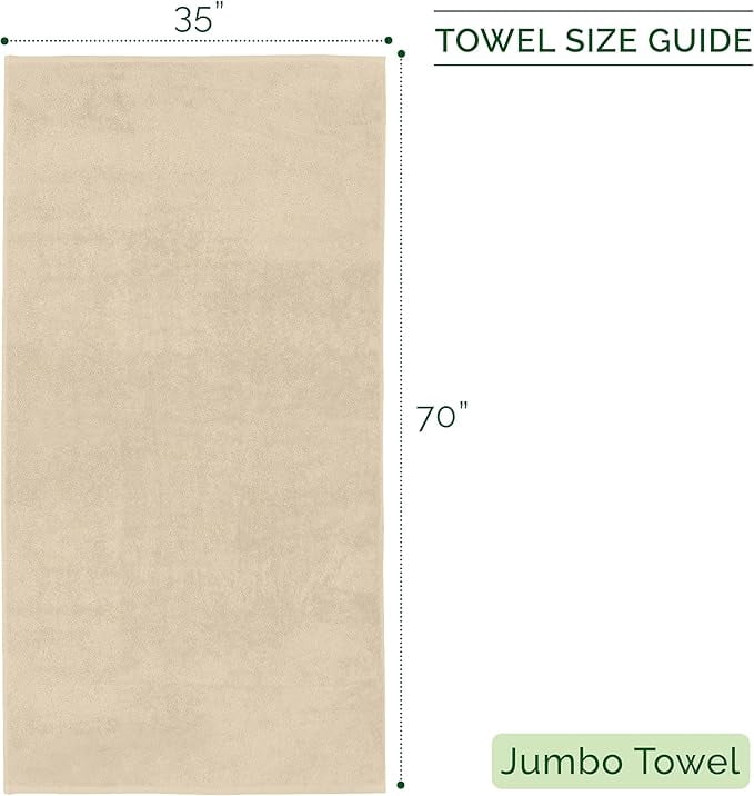 Elegant Comfort Turkish Cotton Jumbo Bath Towel, 1-Piece, 35" x 70", Highly Absorbent - Soft Bathroom Towel, Ivory
