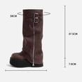 thumbnail image 6 of Taqqpue Women's Mid-Calf Boots Round Toe Side Zipper Height Increasing Platform Comfortable Casual Boots for Women Size 5-9 Fashion Casual Shoes Fall Winter Footwear Comfortable, 6 of 7
