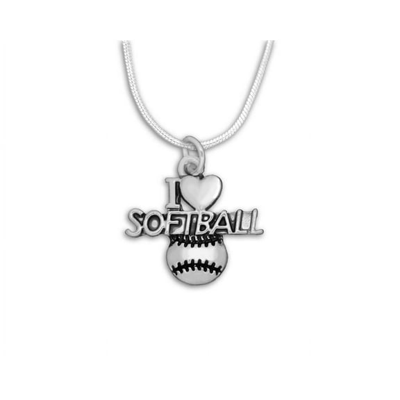 I Love Softball Necklaces