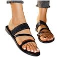 thumbnail image 6 of Hurxie Women's Metallic Strappy Flat Sandals Dressy Sparkly Open Toe Slide Vacation Summer Sandals Black, 6 of 7