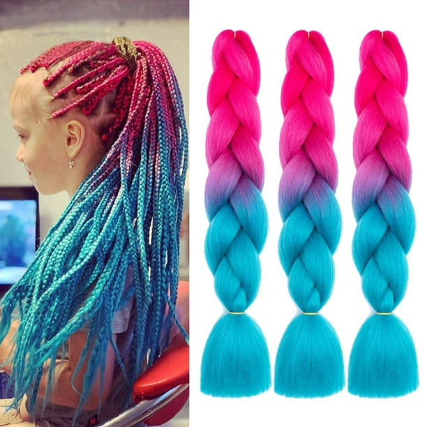 Extensiones de cabello trenzado Xiaofeng para mujeres, 3 paquetes de 3.53 oz/paquete de 24 pulgadas de alta temperatura Ombre Jumbo pelo trenzado sintético para trenzas de ganchillo torcidas (24 pulga