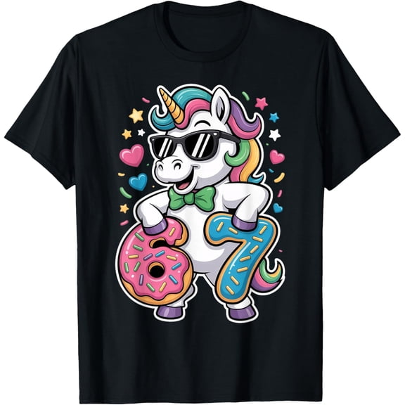 Funny Meme Unicorn adult Six Seven 6-7 Brainrot 67 T-Shirt