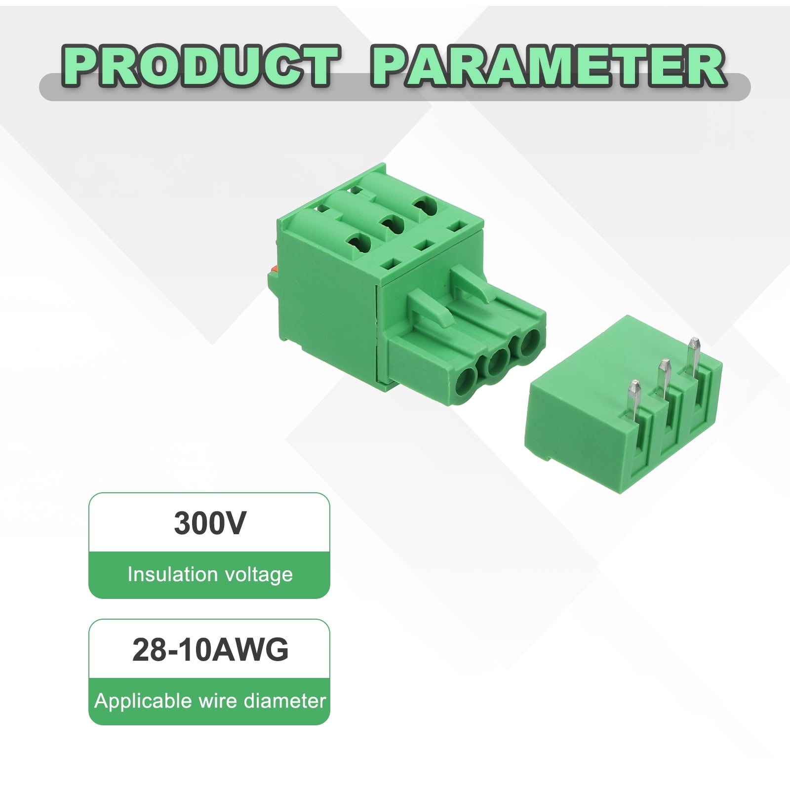 Uxcell 20 Set 3-Pin 5.08mm/0.2" Pitch PCB Mount Screw Terminal Green