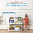 thumbnail image 3 of ECR4Kids 3-Shelf Floor Book Display with Handles and Storage, 30in, Kids Bookshelf, White Wash, 3 of 9