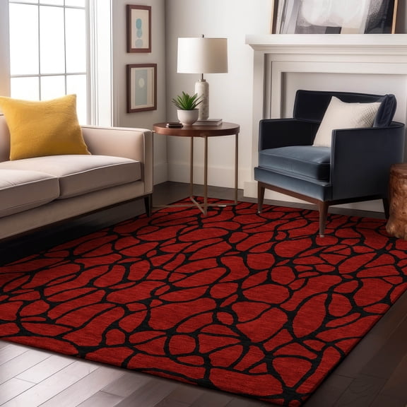 Addison Rugs Mayfield Premium Machine Washable Transitional Geometric Red Rectangle Rug, 10' x 14'
