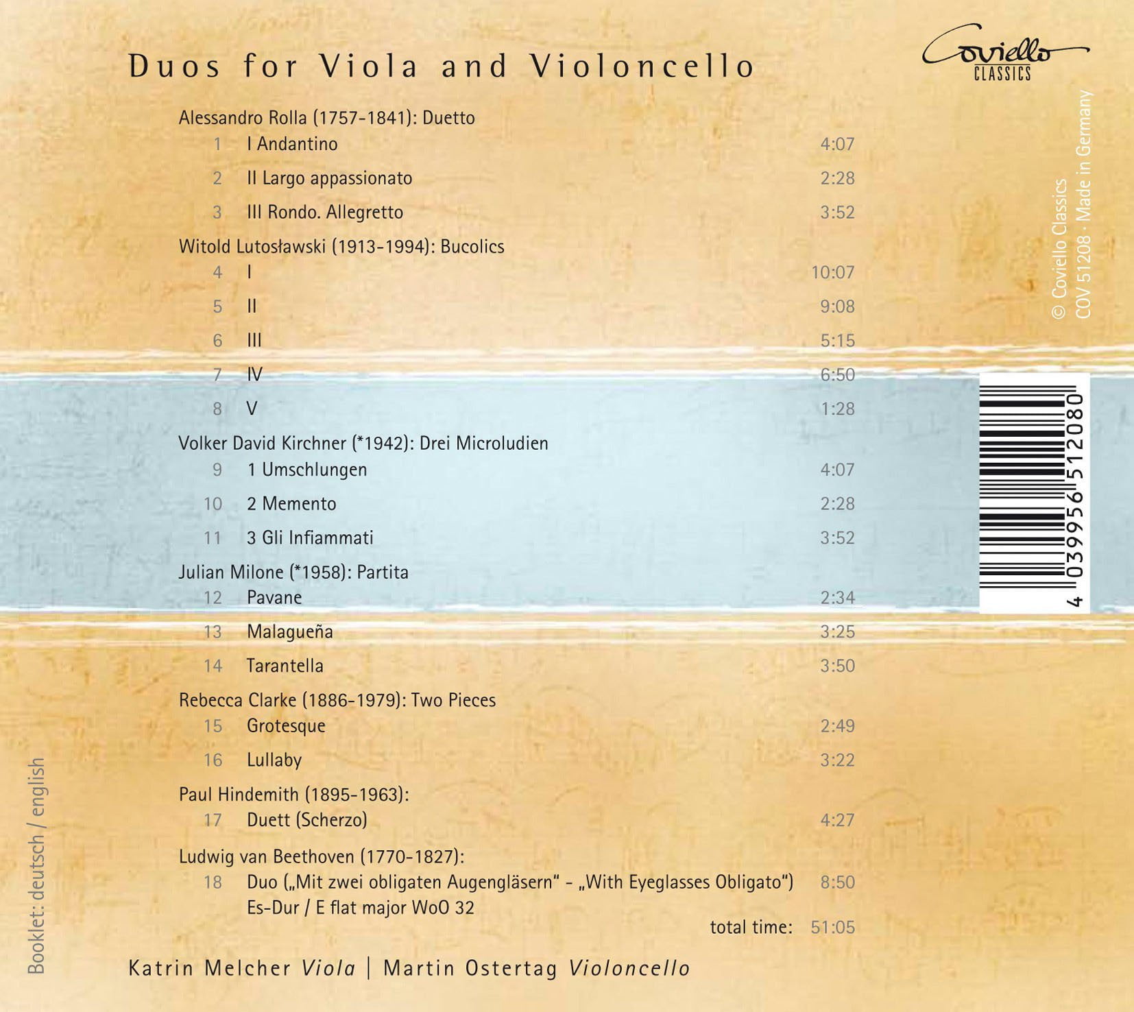 Martin Ostertag - Duos for Viola & Violoncello - Music & Performance - CD