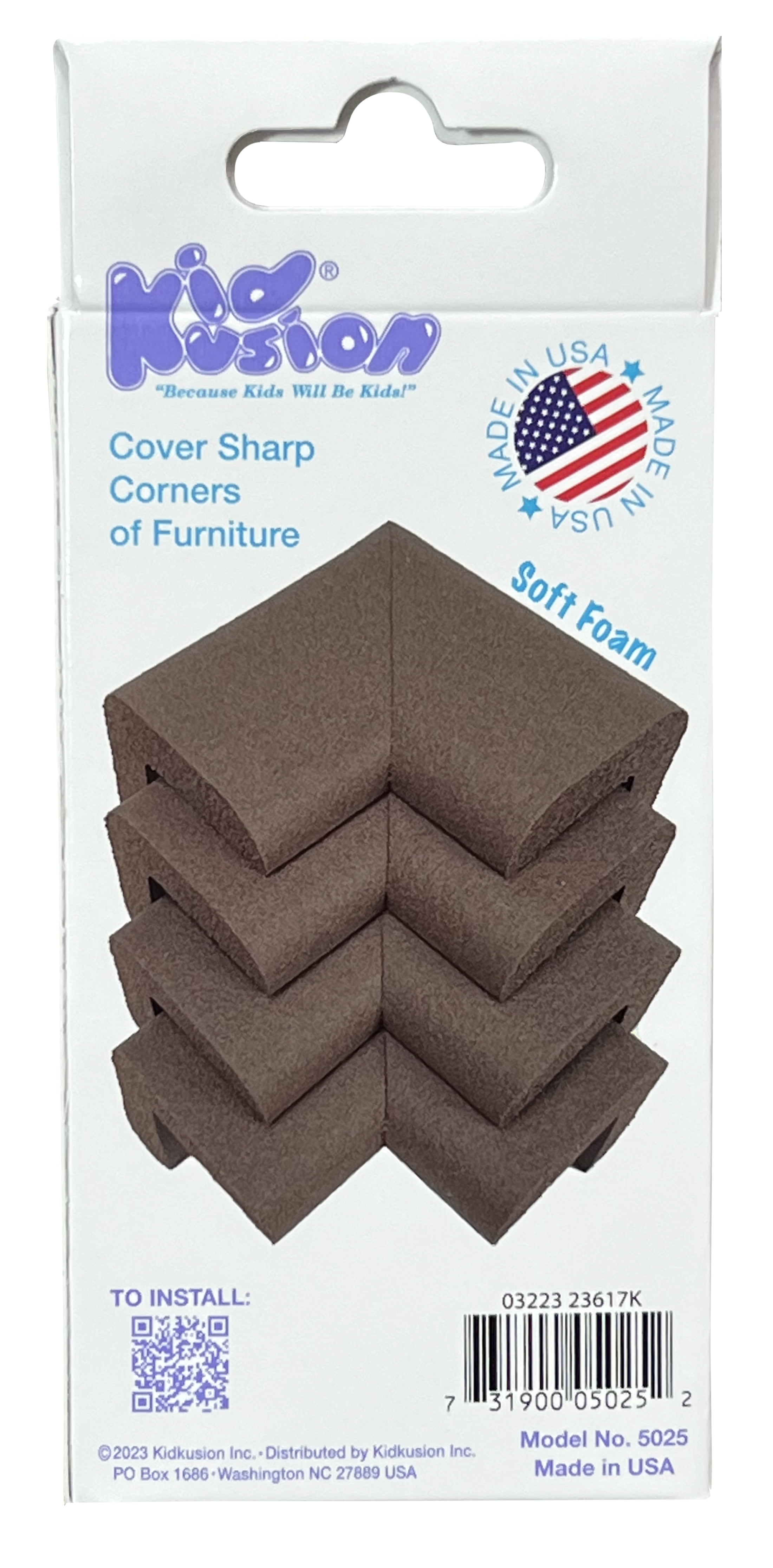 KidKusion Foam Rubber Corner Guards, Sharp Corners, Table, Desk, 4.0 CT, Brown, Toddler