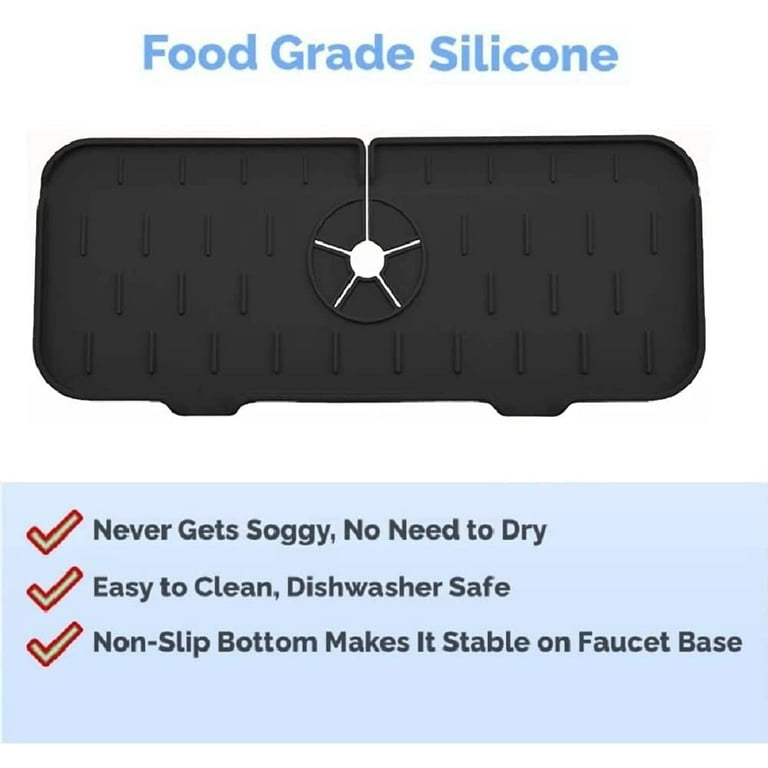 Dropship 1pc Faucet Sink Splash Guard Mat, Silicone Faucet Water Catcher Mat  Cover, Sink Draining Pad Behind Faucet, Gray Black Silicone Drying Mat For  Bathroom Countertop Protect to Sell Online at a