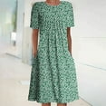 thumbnail image 1 of Robes Maxi pour Femmes Été Imprimé Bohème Manches Courtes Robe de Plage Longueur Genou Robe Manches Courtes en Solde, 1 of 5
