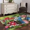 thumbnail image 4 of Independence Day Washable Area Rug 2.7 x 5 ft Watercolor Flower Red Poppy White Daisy Blue Star, Soft Non Slip Rugs Stain Repellent Indoor Felt Carpet for Living Dining Room Bedroom Home Office, 4 of 9