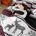 thumbnail image 3 of Castle Fairy Animal Deer King Bedding 7pcs,Bohemian Aztec Wildlife King Bed in a Bag,Black Reversible, 3 of 7