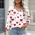 thumbnail image 4 of Ounisa T-Shirts à Manches 3/4 pour Femmes Col en V Manches Raglan Chandail Imprimé Décontracté Tendance Printemps Été Mode Hauts P-2TG, 4 of 6