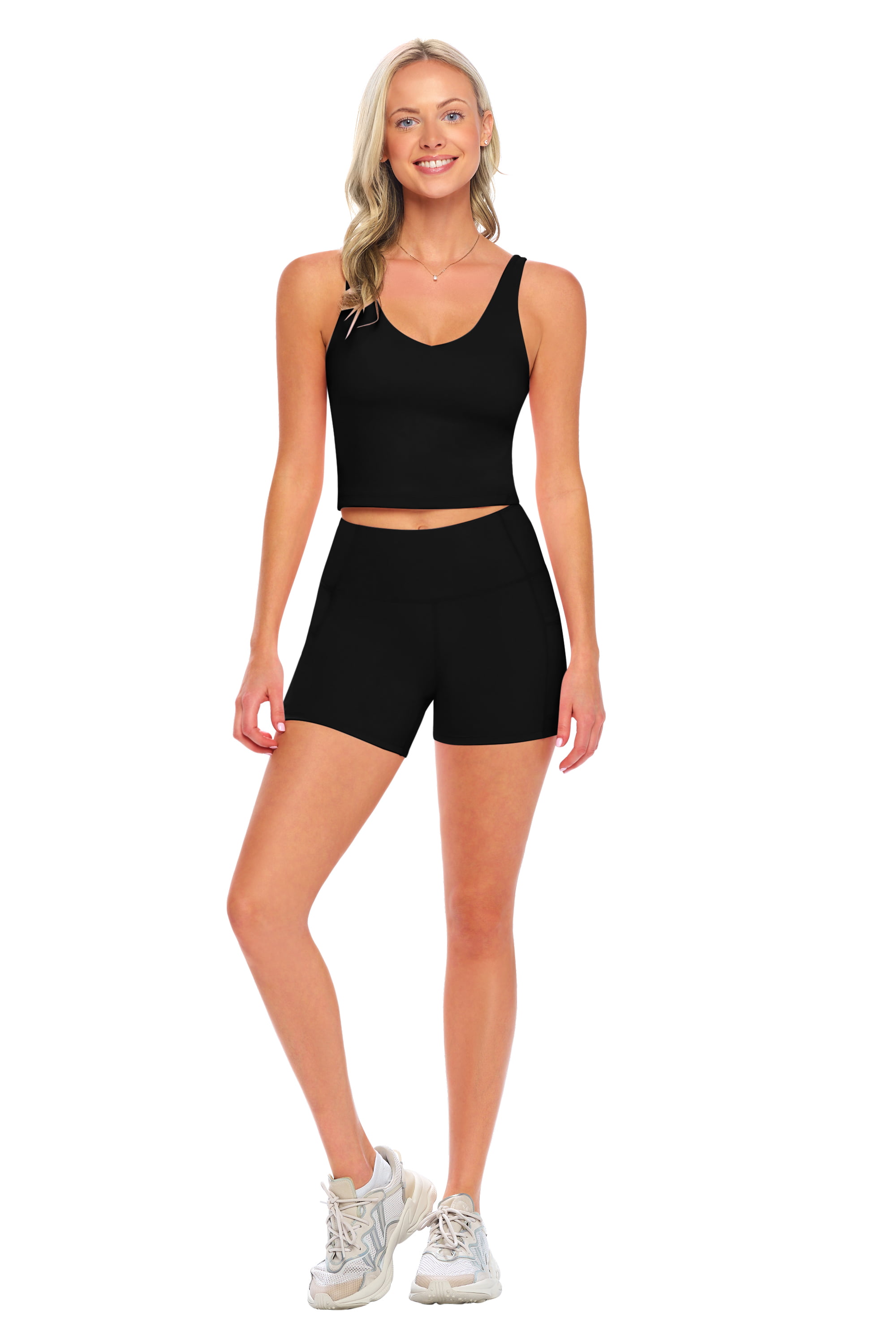 MATIRD Womens Workout Sets 2 Piece Yoga Outfits Seamless High Waist Shorts  One Shoulder Sport Bra Set Ribbed Activewear Set, Black, Small : :  Clothing, Shoes & Accessories