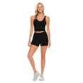 thumbnail image 6 of Workout Sets for Women 2 Piece Seamless Ribbed Crop Tank High Waist Shorts Yoga Outfits (Medium, Black), 6 of 7