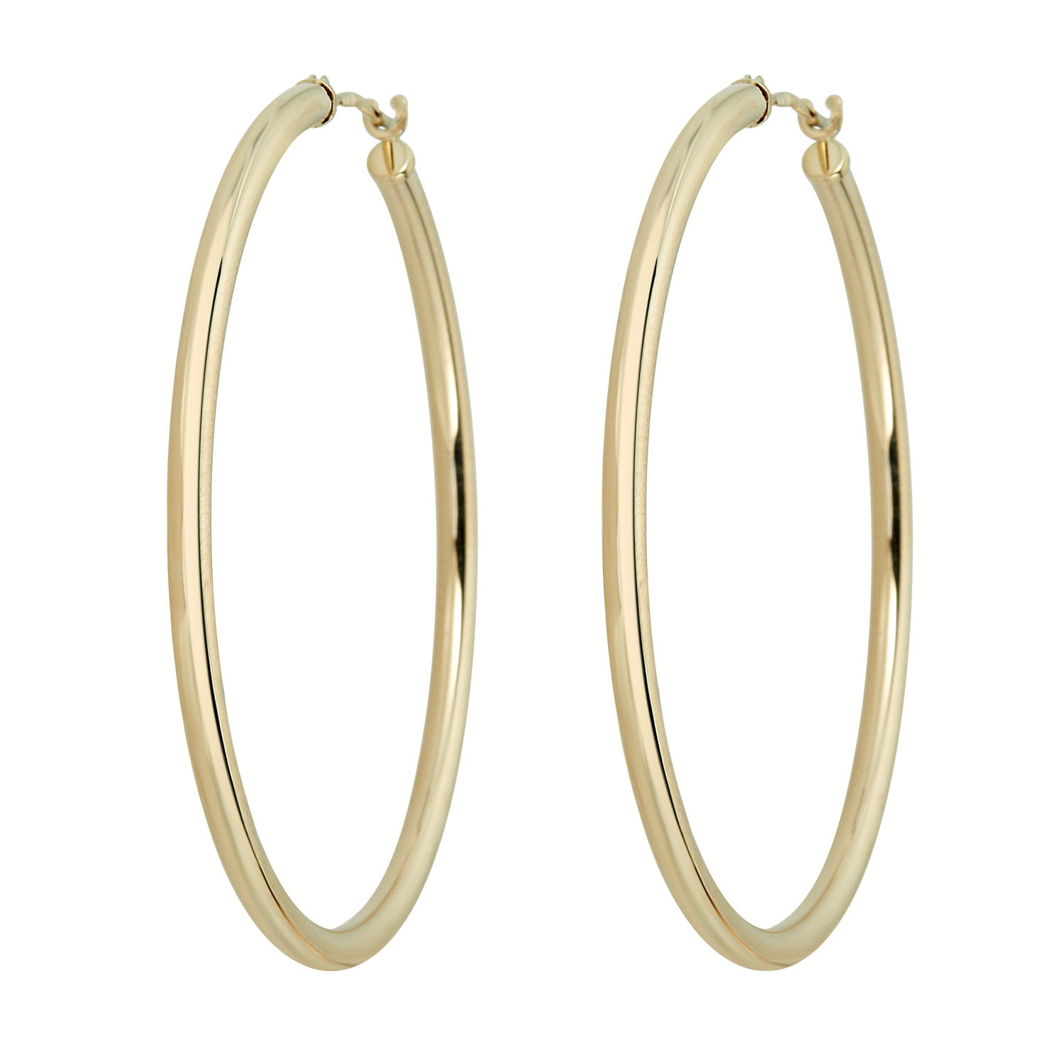 Stunning 14K Yellow Gold Plated Silver Hoop Earrings for Women, 16 MM Diameter