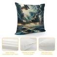 thumbnail image 4 of Orinice  Nature Throw Pillow Cushion Cover, Thunderstorm Themed Rays Over The Ocean Waves Wild Forces in The Air Print, Decorative Square Accent Pillow Case,  White, 4 of 5