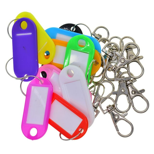jifeng 20 Mixed Plastic Key Tag Split s Metal Lobster Swivel Clasp Keychain Set with Swivel Clasp