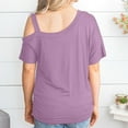 thumbnail image 4 of Buigttklop Womens Tops for Summer Sleeve Casual T-Shirt Top Short Sleeve Skew Collar Blouses, 4 of 6