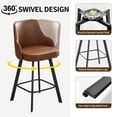 thumbnail image 6 of FIRAVOE Bar Stools Set of 2, 30" Swivel Bar Height Bar Stools with High Back, Faux Leather Bar Chairs Brown Barstools for Kitchen Island, 6 of 11