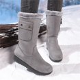 thumbnail image 6 of Domuza Women Fleece Lined Mid Calf Winter Boots, Side Zipper Pocket Decor Warm Snow Boots Gray 9（EU-42）, 6 of 9