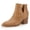 Brown, variant on Dellytop Womens Mid Heel Pointed Toe Stacked Ankle Boots V Cut Back Zipper Faux Leather Booties