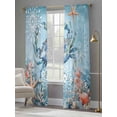 thumbnail image 5 of Sheer Curtain Panels Crab Rod Pocket Voile Window Curtains Marine Life Starfish Blue Window Treatments Ligh Filtering Privacy Curtain Drapes for Bedroom Living Room 2 Panel Set 108 Inch Length,, 5 of 9