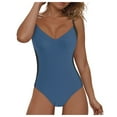 thumbnail image 4 of yueewhu Womens Tummy Control One Piece Swimsuit Sexy Crisscross Back Bathing Suit (Navy, L), 4 of 9