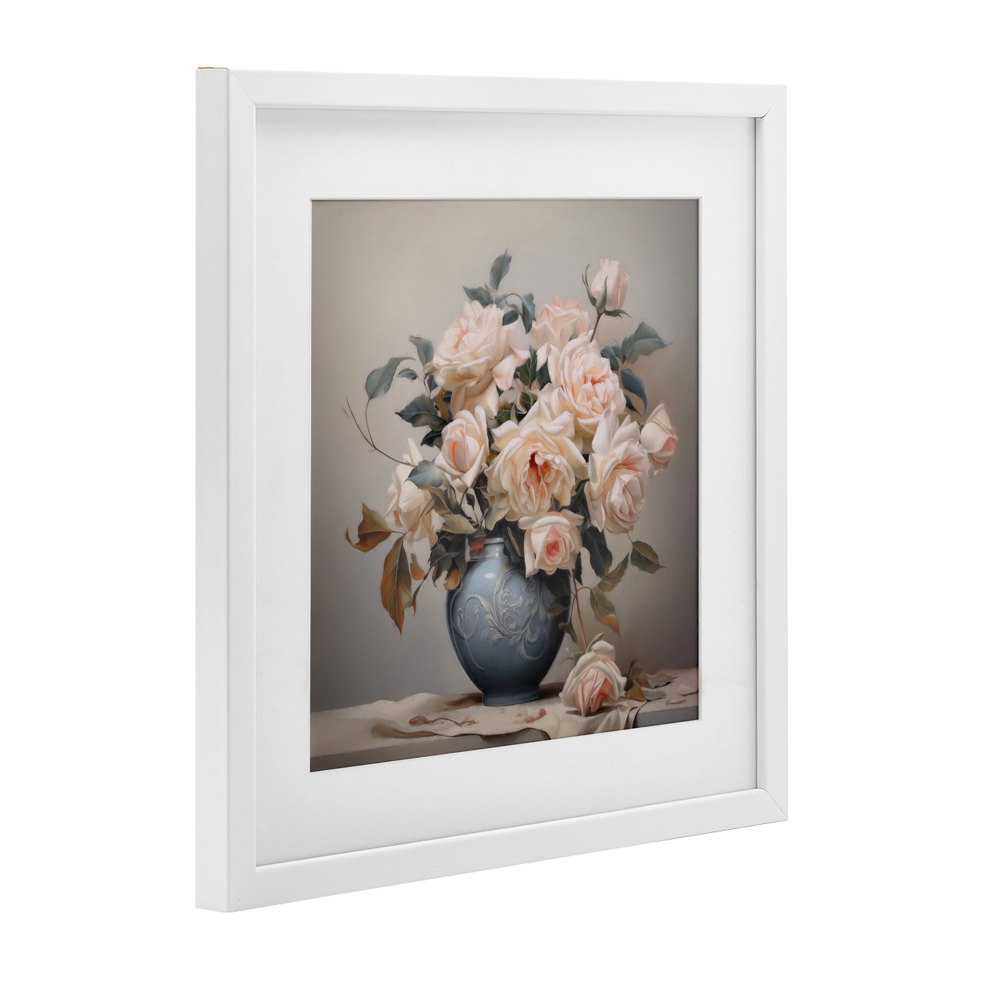 Stupell Industries Rose Paragon Vase White Framed Print Under Glass, design by Steve Hunziker