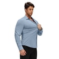 thumbnail image 4 of Youclos Men’s Solid Long Sleeve Button‑Up Dress Shirt, Stretch Wrinkle Resistant Slim Fit Shirt, 4 of 8