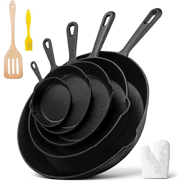 Sartenes de Hierro Fundido, Sartenes Antiadherentes, Juego de 5 Sartenes Antiadherentes Freír, Multifuncional Sarten Hierro Fundido, 5 Piece Chef Set - 10cm, 14cm, 16cm, 20cm, 26cm