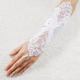 thumbnail image 3 of SPRING PARK Women Sexy Faux Pearl Lace Gloves Bride Fingerless Elegant Wedding Party Bridal Dress Glove, 3 of 4