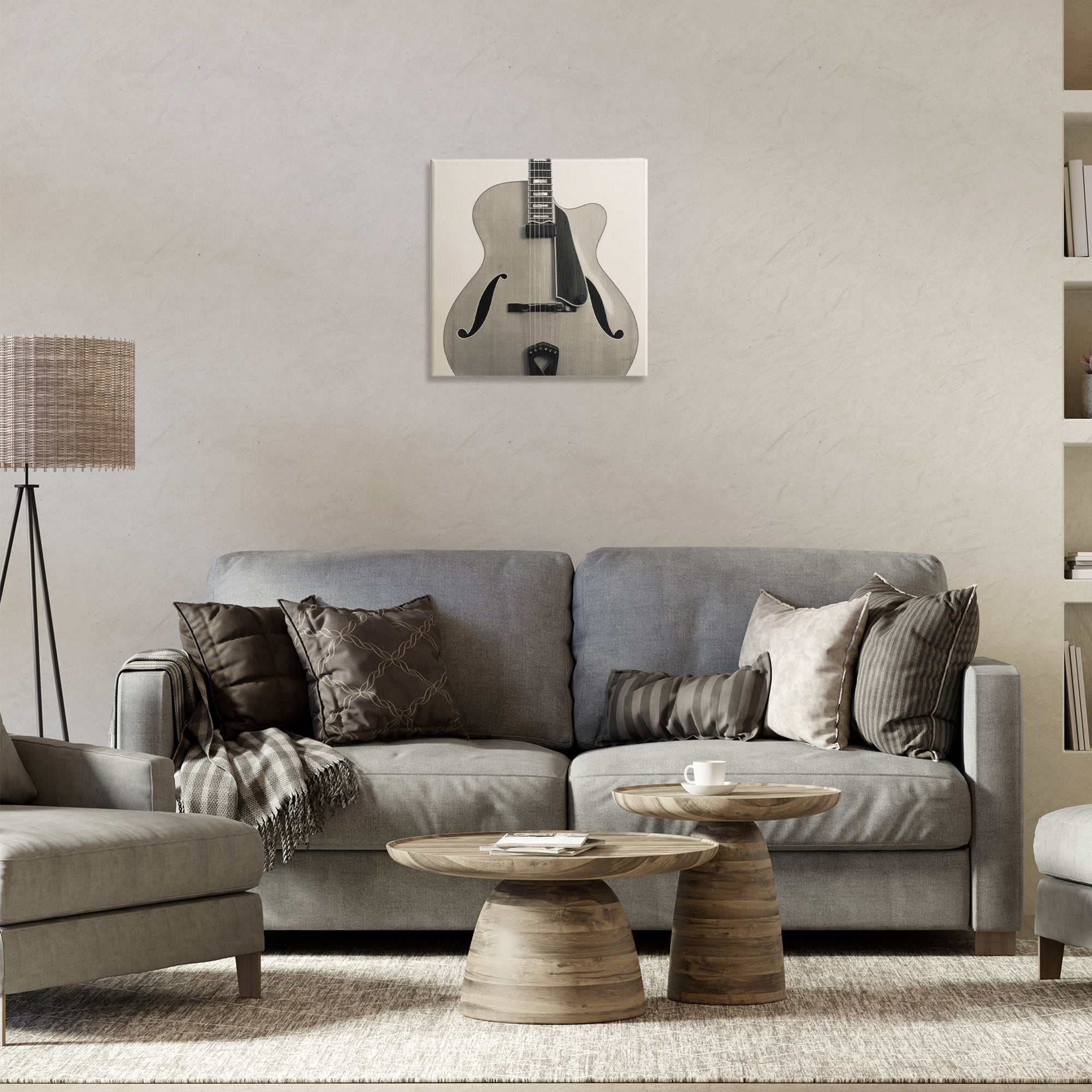 Stupell Industries Simple Chic Guitar Entertainment Photography Wrapped Canvas Art Print Wall Art, 17 x 17
