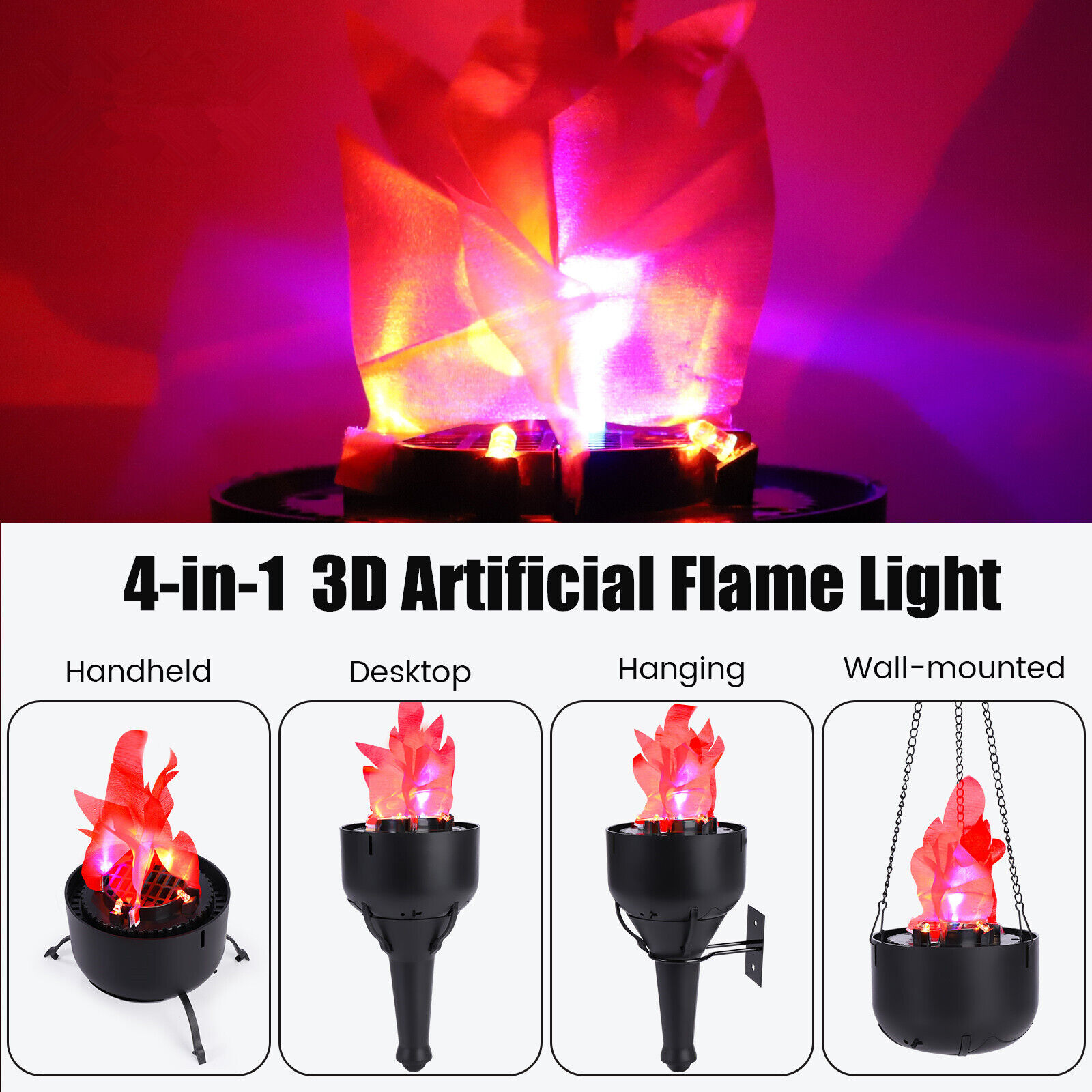 洗濯機可 TOPCHANCES Battery Operated Fake Fire Lamp,3D Artificial Fire Flames  in