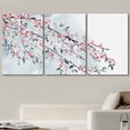 thumbnail image 2 of wall26 - 3 Panel Canvas Wall Art - Ink Painting Style Pink Cherry Blossom on The Branch - Giclee Print Gallery Wrap Modern Home Art Ready to Hang - 24"x36" x 3 Panels, 2 of 5