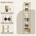 thumbnail image 7 of Hzuaneri Bookshelf Bookcase Narrow Bookcase Shelf Organizer with Steel Frame for Study Living Room Bedroom Kitchen Home Office Industrial Bookshelf 6-Tier White Gold, 7 of 7