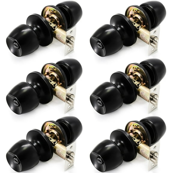 6 Pack Door Knob and Lock Set Versa Privacy by Villar Home Designs Black