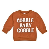 Huowey Toddler Kids Baby Thanksgiving Outfit Boy Girl Gobble Letter Print Pullover Sweatshirt Tops Fall Clothes