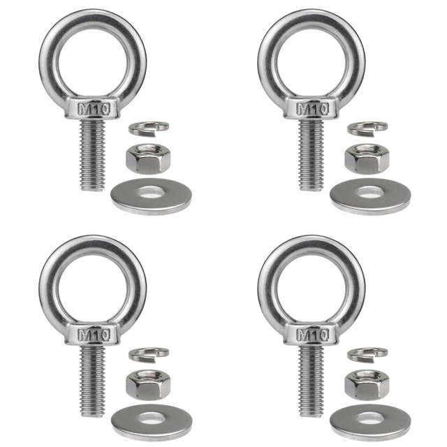 Eye Bolts QWETRY M10 x 25 mm de acero inoxidable, paquete de 4 unidades con tuercas