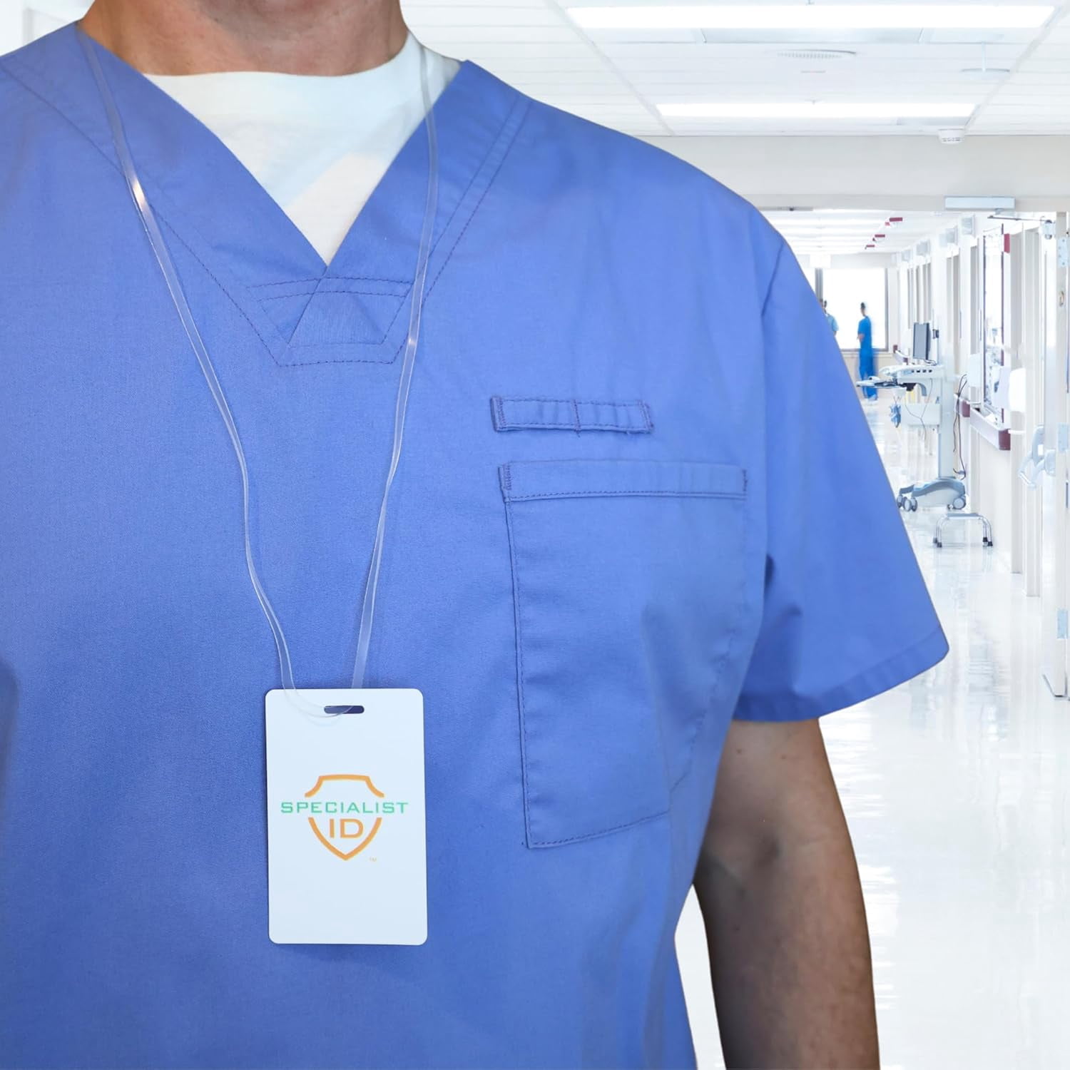 Bulk 100 Pack - Cleanroom Safe Vinyl Lanyard - 37" Frosted Clear ID Badge Holder Strap with Safety Breakaway - Non-Linting, Wipeable, & Sterile Environment Ready by Specialist ID
