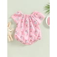 thumbnail image 2 of Wassery Baby Girls Romper Rabbit/Heart/Animal Print Short Sleeve Crew Neck Jumpsuits Infant Summer Casual Bodysuits 0-18M, 2 of 8