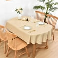 thumbnail image 2 of Oval Tablecloth 60 x 102 Inch Washable Fabric Table Cloth Solid Beige Table Cover for Dining Wedding Party Banquet Tabletop Decoration, 2 of 6