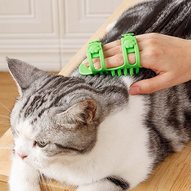 Self-Cleaning Cat Brush - 2-in-1 Silicone Massage & Grooming Tool For Short/Long Hair Cats & Dogs (Light Blue, 9.5x14.5cm)-283489