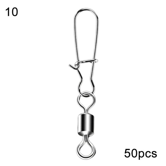 Yoone 50Pcs Stainless Steel Sea Fishing Rolling Swivels Connector Hook Pin Fish Tackle