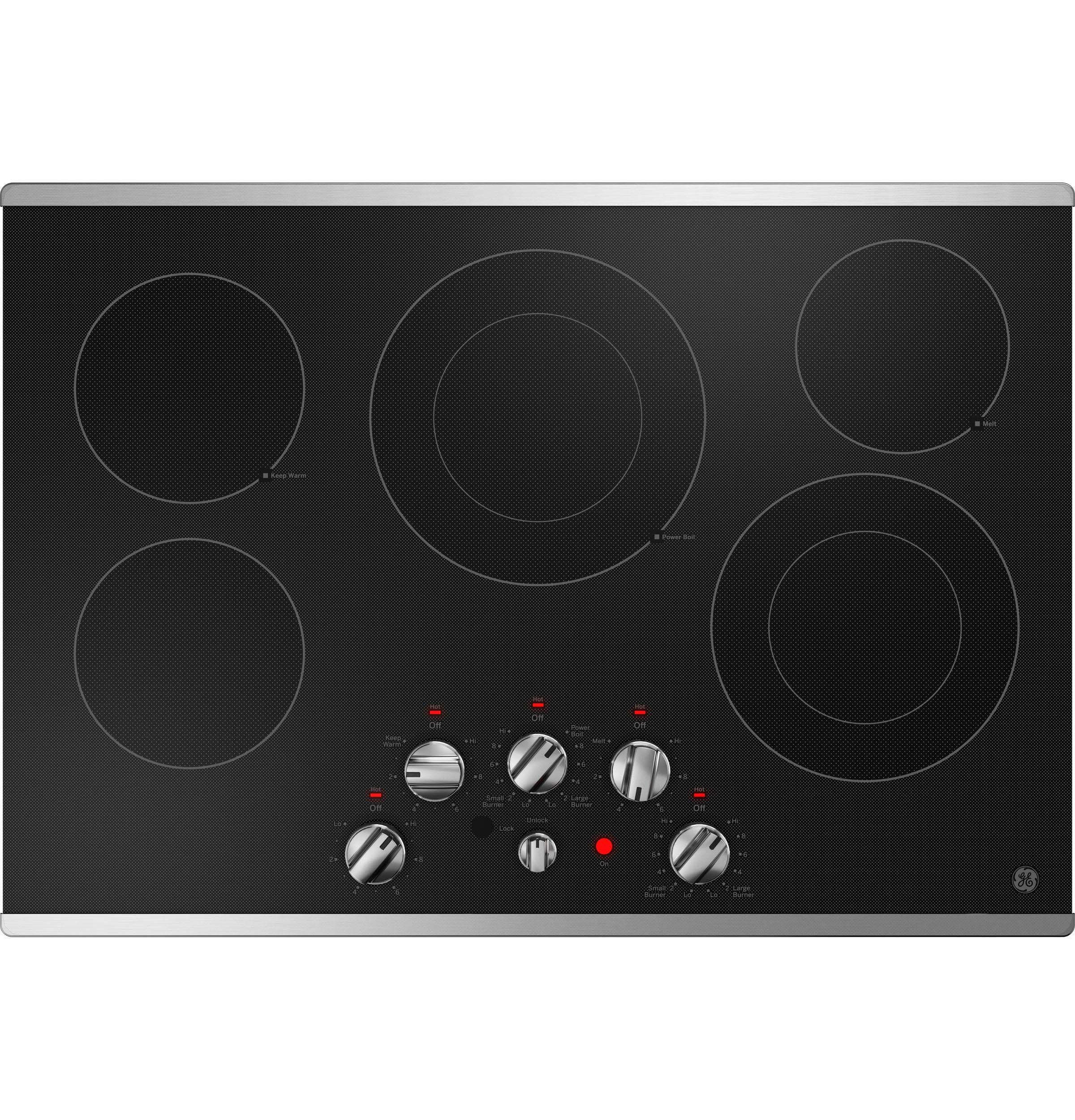GE® 30" Built-in Knob Control Electric Cooktop, Model JEP5030STSS in Stainless Steel