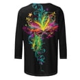 thumbnail image 4 of XMHJSMD 2024 Mardi Shirt for Women Carnival Themed Outfit Party Graphic 3/4 Sleeve Tunic Tops Crewneck Blouse Tshirt Women's Plus Size Tops (Blue,Xxxxl), 4 of 5