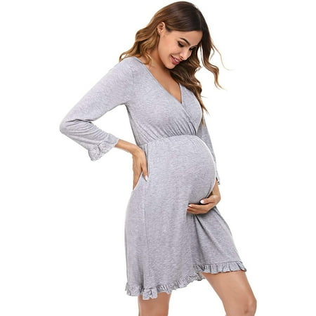 

Women s Maternity Dress Nursing Nightgown for Breastfeeding Labor Delivery Hospital Gown - Classic Style