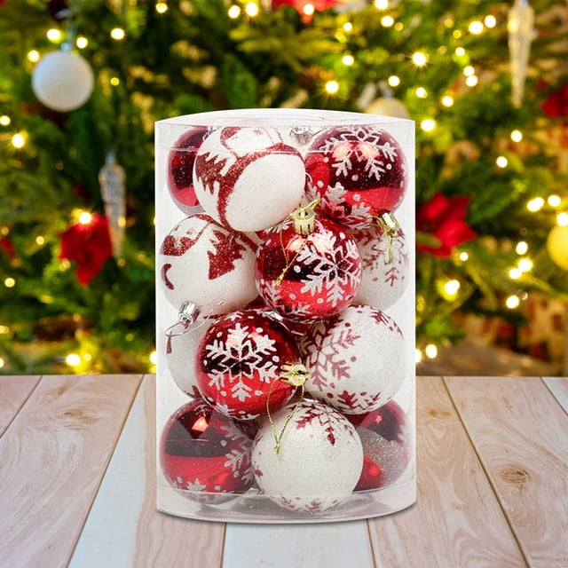 16 Adornos Navideños de Plástico de 6 Cm para Colgar En Interiores, para Fiestas de Año Nuevo y Navidad.